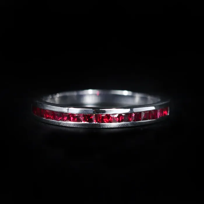 14k White Gold 045 CTW Ruby Band Rego Rings