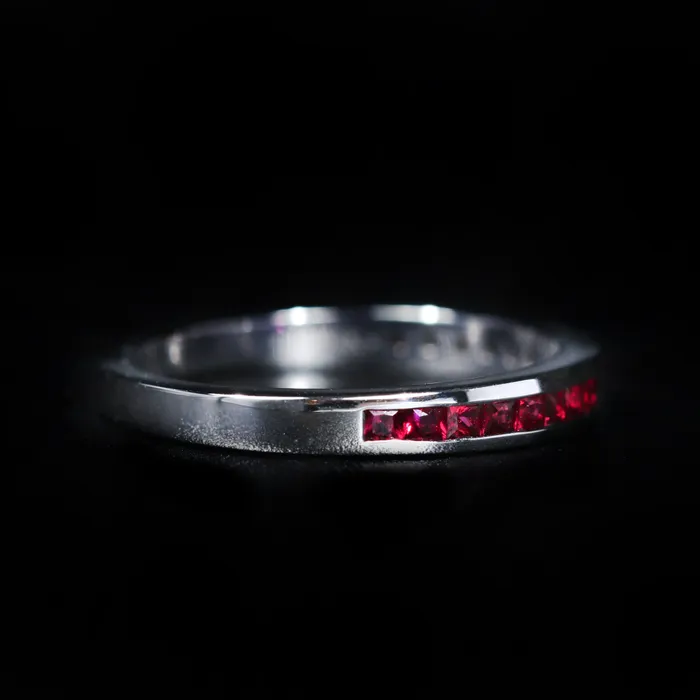 14k White Gold 045 CTW Ruby Band Rego Rings