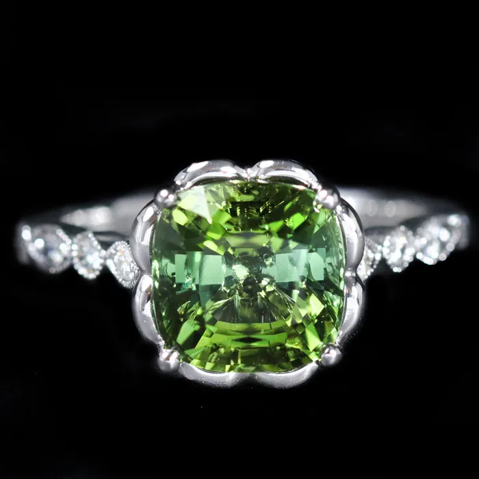 14K White Gold 351 Carat Tourmaline and Diamond Ring The Gem House Rings