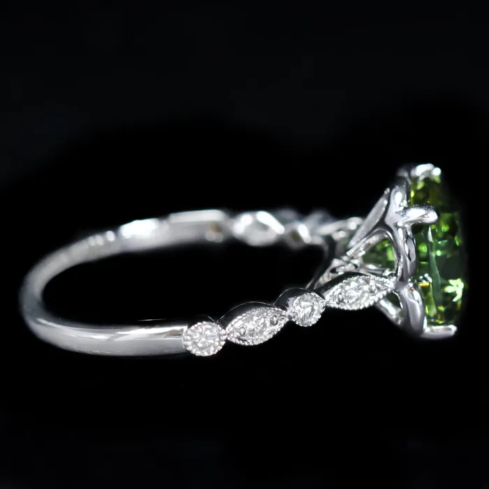 14K White Gold 351 Carat Tourmaline and Diamond Ring The Gem House Rings
