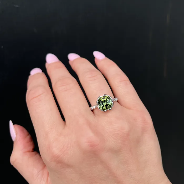 14K White Gold 351 Carat Tourmaline and Diamond Ring The Gem House Rings