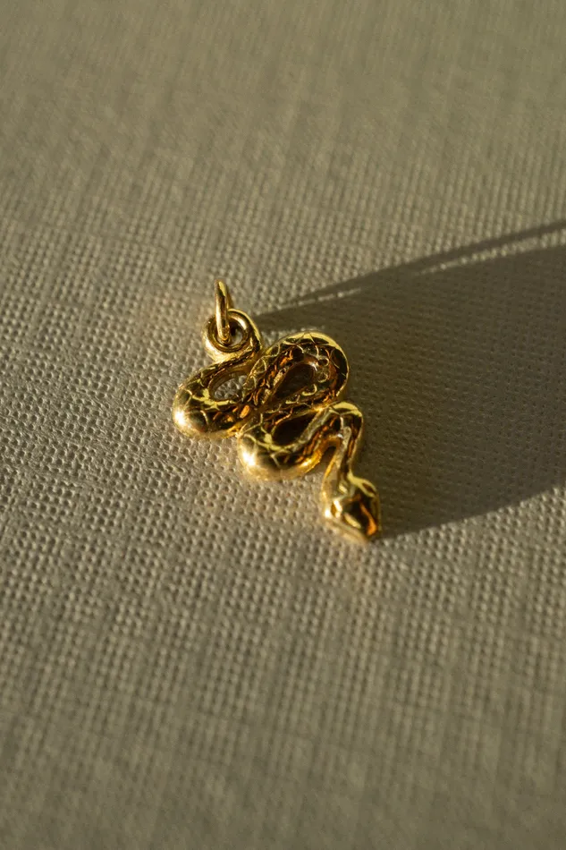 14k Yellow Gold Snake Charm Pendant readytoship Foe Dear Necklaces