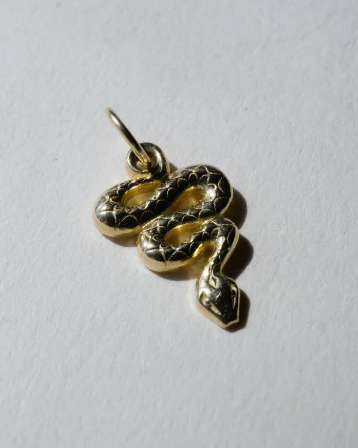 14k Yellow Gold Snake Charm Pendant readytoship Foe Dear Necklaces