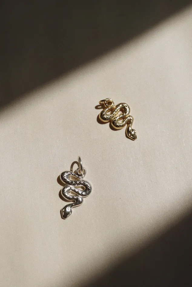14k Yellow Gold Snake Charm Pendant readytoship Foe Dear Necklaces
