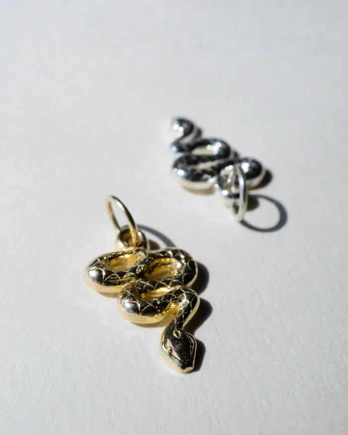 14k Yellow Gold Snake Charm Pendant readytoship Foe Dear Necklaces