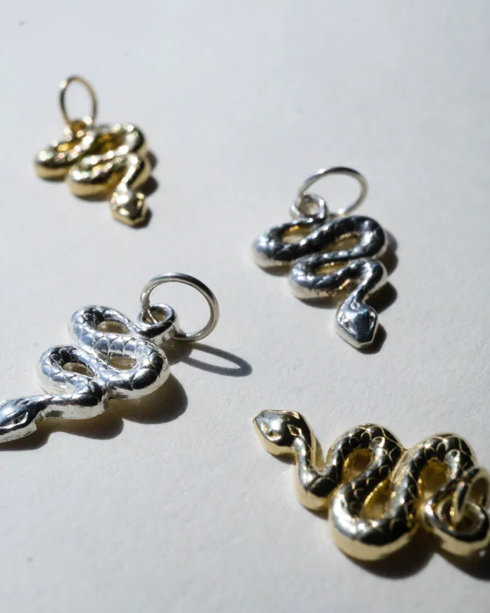 14k Yellow Gold Snake Charm Pendant readytoship Foe Dear Necklaces