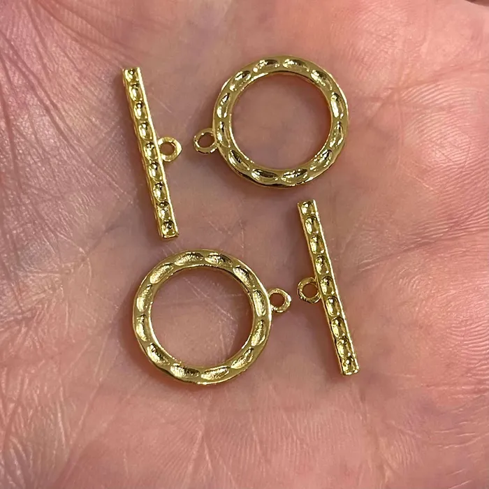 2 Sets 24Kt Shiny Gold Plated Toggle Clasps Peppy Beads PreStyled Sets