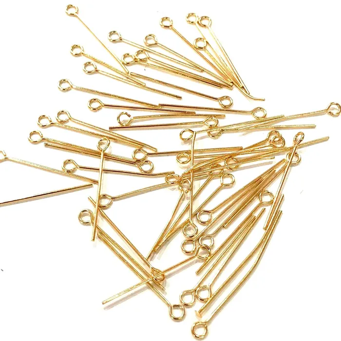 20mm 22Kt Gold Plated Brass Eyepins 08mm by 20mm 20mm Brass EyePins Peppy Beads Earrings 20mm 22Kt Gold Plated Brass Eyepins 08mm by 20mm 20mm Brass EyePins Peppy Beads Earrings