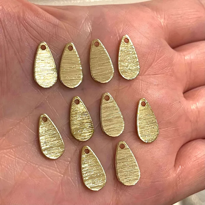 24Kt Gold Plated Brass 15x75mm Drop Charms 10 Pcs in a Pack Peppy Beads Earrings