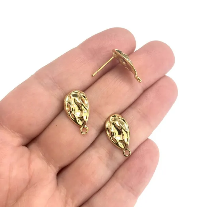 24Kt Gold Plated Brass Drop Stud Earrings 2 pcs in a pack Peppy Beads Earrings