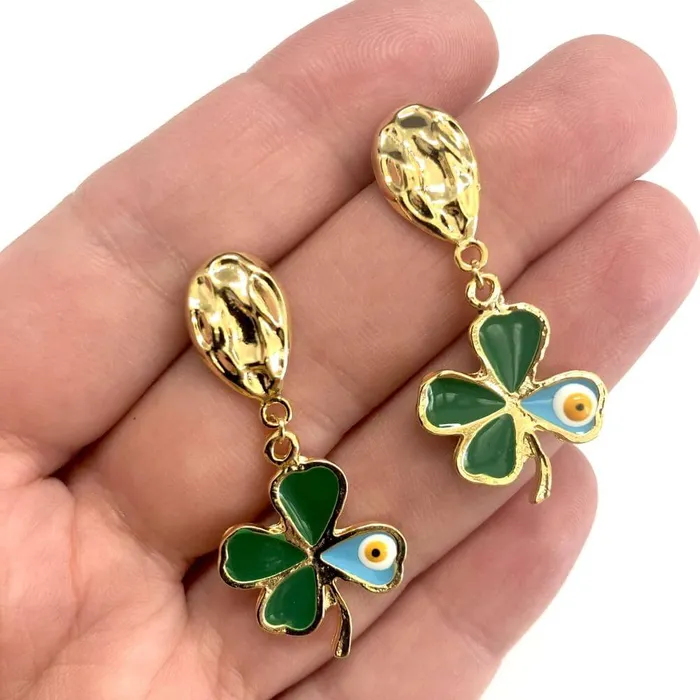 24Kt Gold Plated Brass Drop Stud Earrings 2 pcs in a pack Peppy Beads Earrings