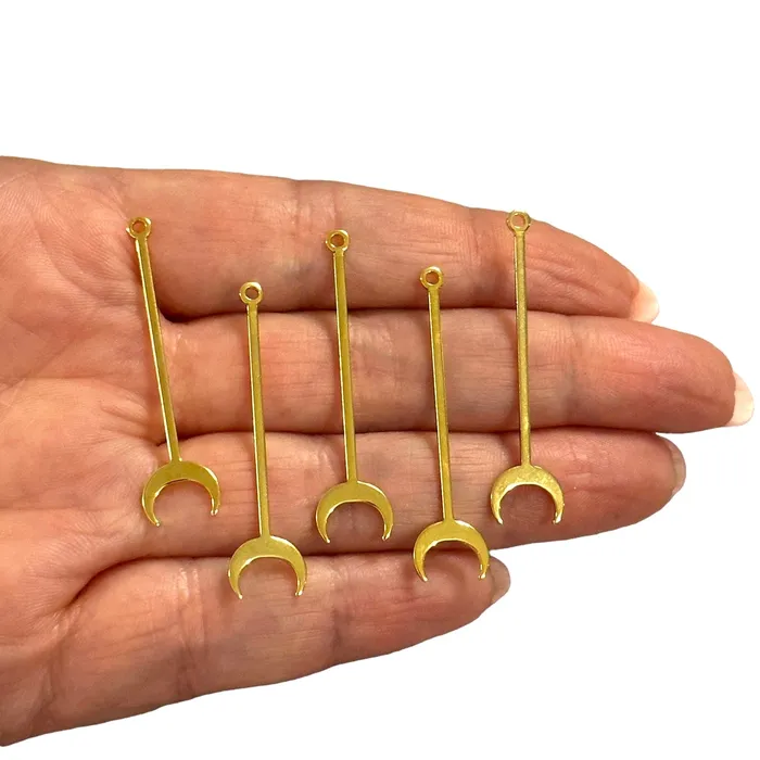 24Kt Gold Plated Crescent Stick Charms5 pcs in a pack Peppy Beads Earrings