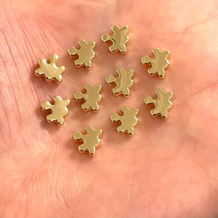 24Kt Gold Plated Puzzle Piece Spacer Charms 10 Pcs in a Pack Peppy Beads Earrings 24Kt Gold Plated Puzzle Piece Spacer Charms 10 Pcs in a Pack Peppy Beads Earrings