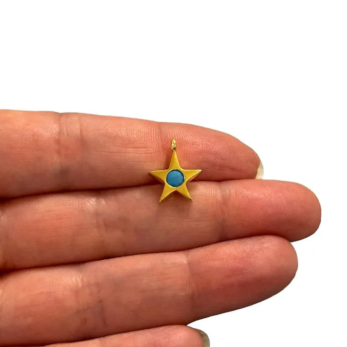 24Kt Gold Plated Star Charms With Birthstone Gold Birthstone CZ Charms Peppy Beads Necklaces