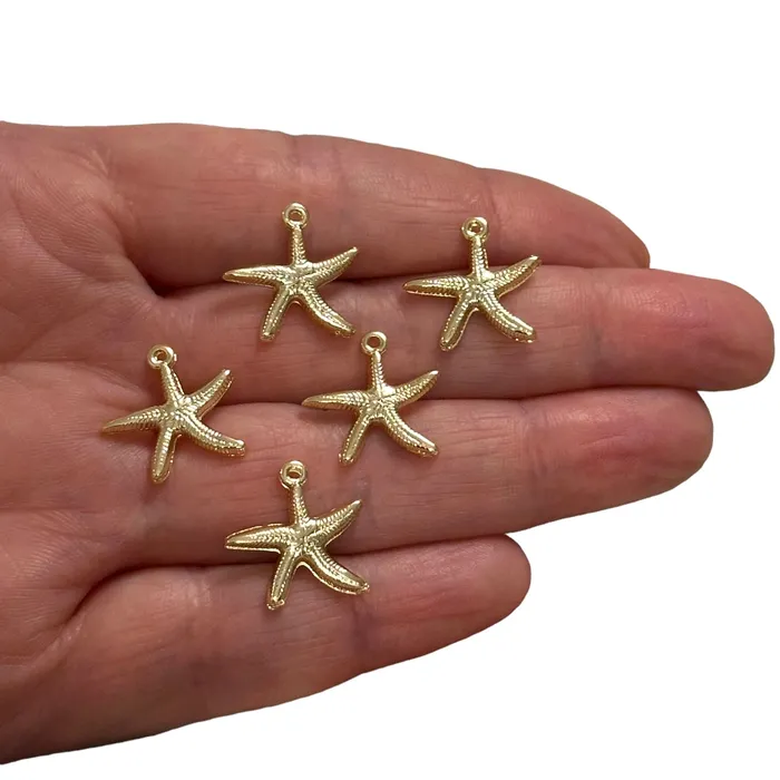 24Kt Gold Plated Starfish Charms Gold Under the Sea Charms 5 pcs in a pack Peppy Beads Earrings 24Kt Gold Plated Starfish Charms Gold Under the Sea Charms 5 pcs in a pack Peppy Beads Earrings