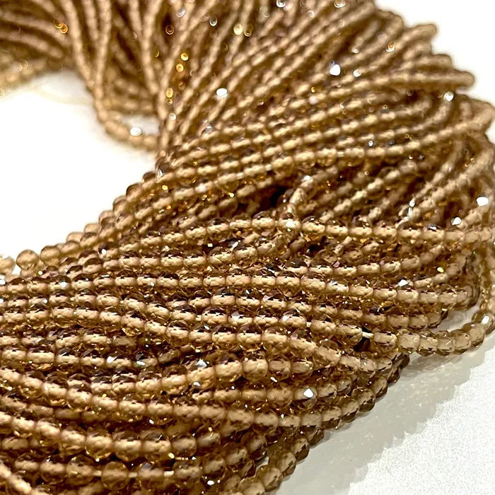 3mm Cappuccino Jade Faceted Round Gemstone Beads 127 Beads Peppy Beads Rings