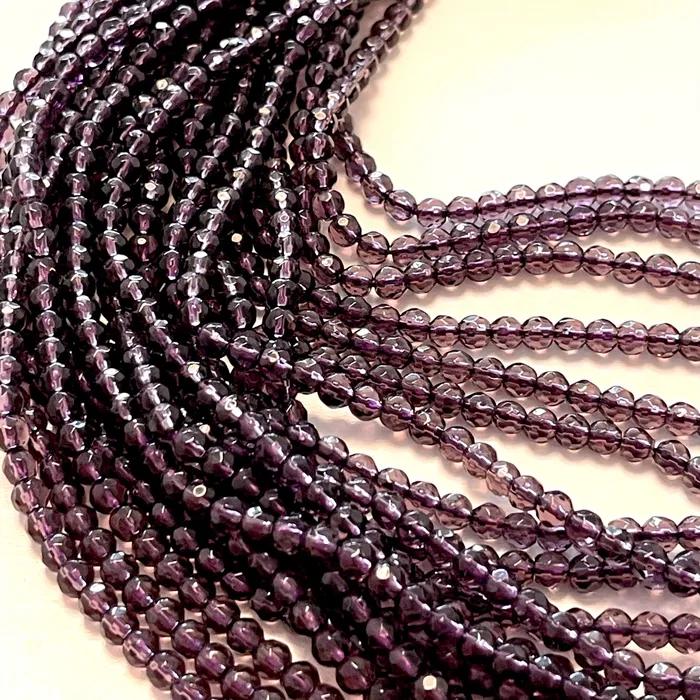 4mm Amethyst Jade Faceted Round Gemstone Beads 93 Beads Peppy Beads Necklaces