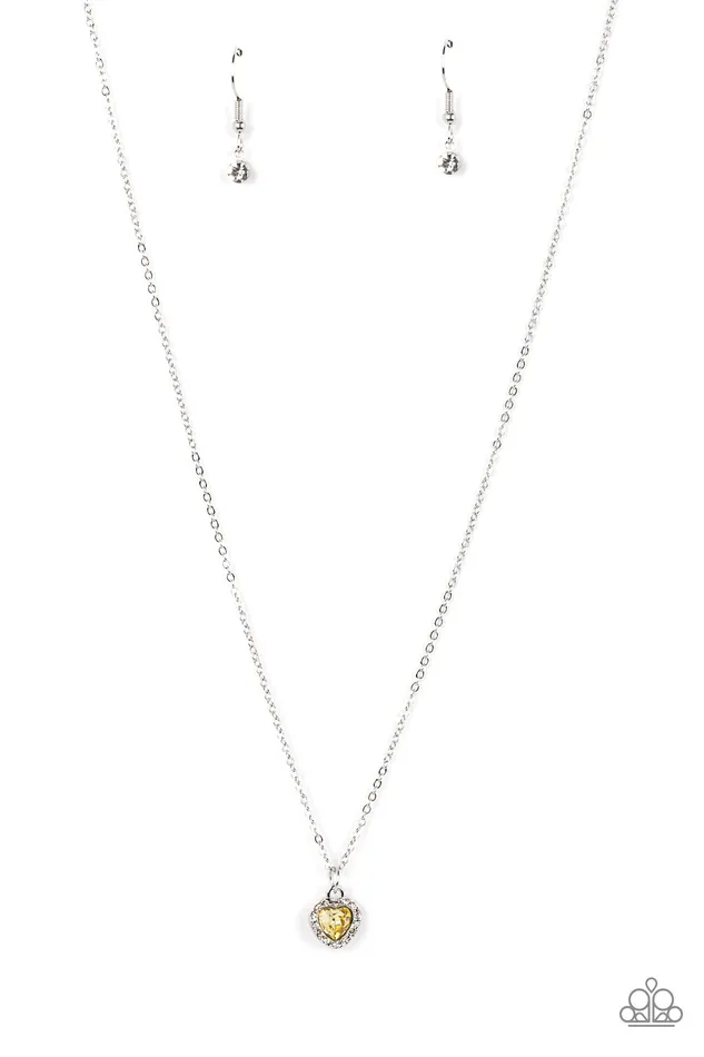 A Little Lovestruck Yellow Paparazzi Accessories Necklaces