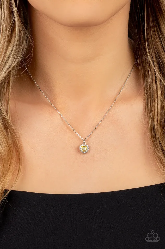 A Little Lovestruck Yellow Paparazzi Accessories Necklaces