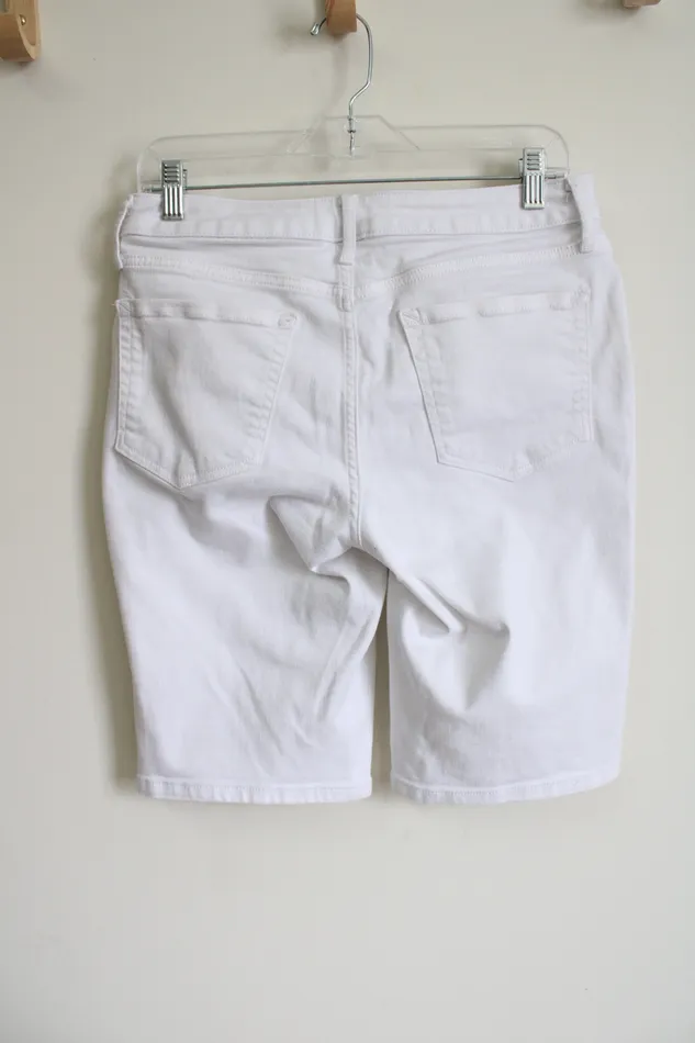 ana MidRise Bermuda White Denim Shorts 8 ana Rings