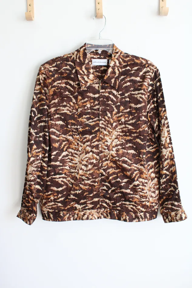 Alfred Dunner Brown Patterned Jacket 14 Alfred Dunner Earrings