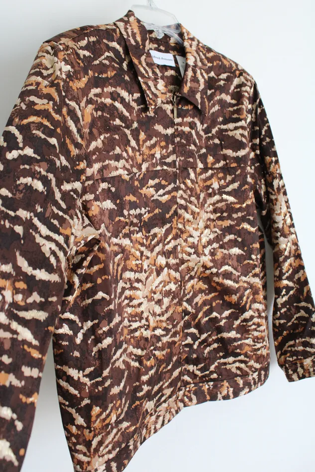 Alfred Dunner Brown Patterned Jacket 14 Alfred Dunner Earrings