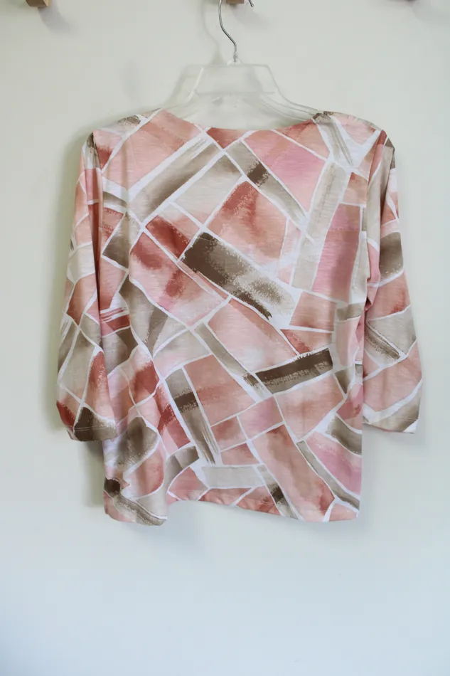 Alfred Dunner Earrings Alfred dunner Peach tan Patterned Top S Petite