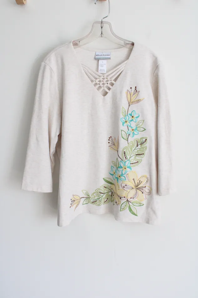 Alfred Dunner Earrings Alfred Dunner Tropical Embroidered Shirt L Petite