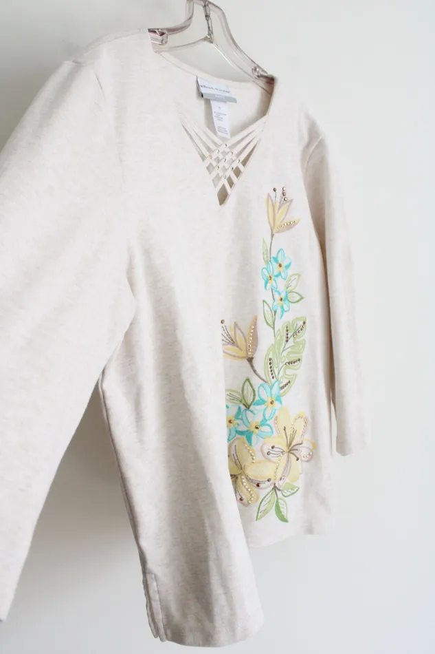 Alfred Dunner Earrings Alfred Dunner Tropical Embroidered Shirt L Petite