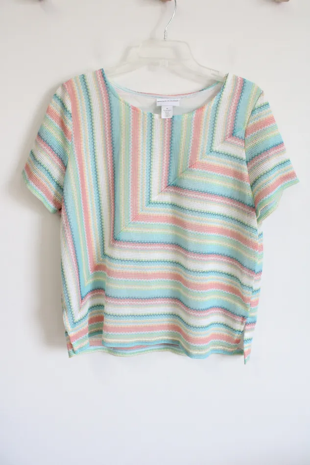 Alfred Dunner MultiColored Striped Textured Top XL Alfred Dunner Earrings