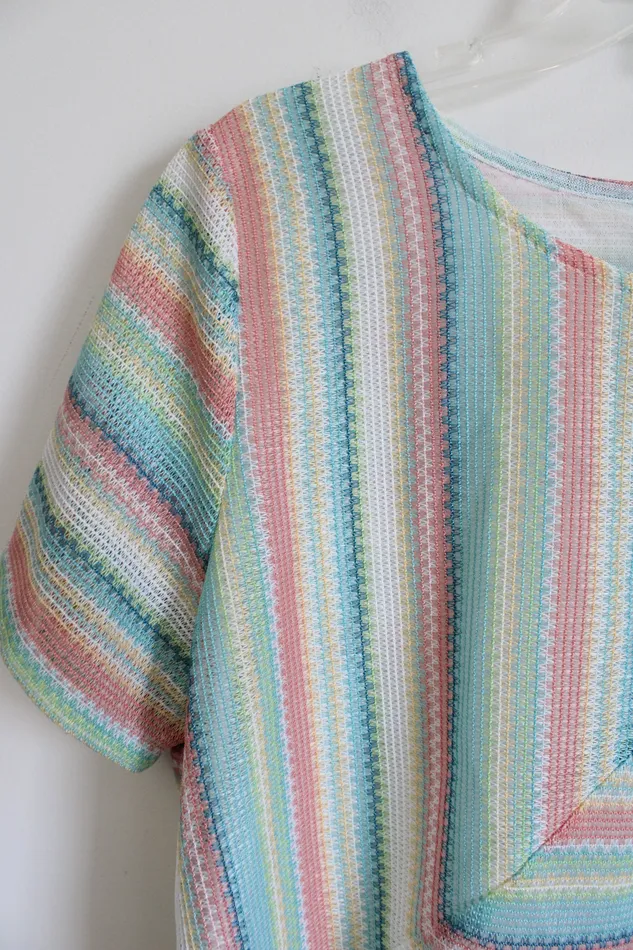 Alfred Dunner MultiColored Striped Textured Top XL Alfred Dunner Earrings