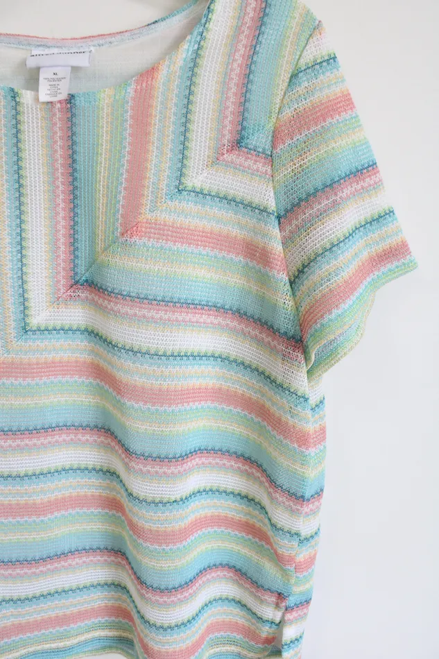 Alfred Dunner MultiColored Striped Textured Top XL Alfred Dunner Earrings