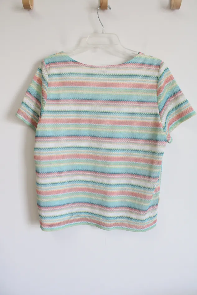Alfred Dunner MultiColored Striped Textured Top XL Alfred Dunner Earrings
