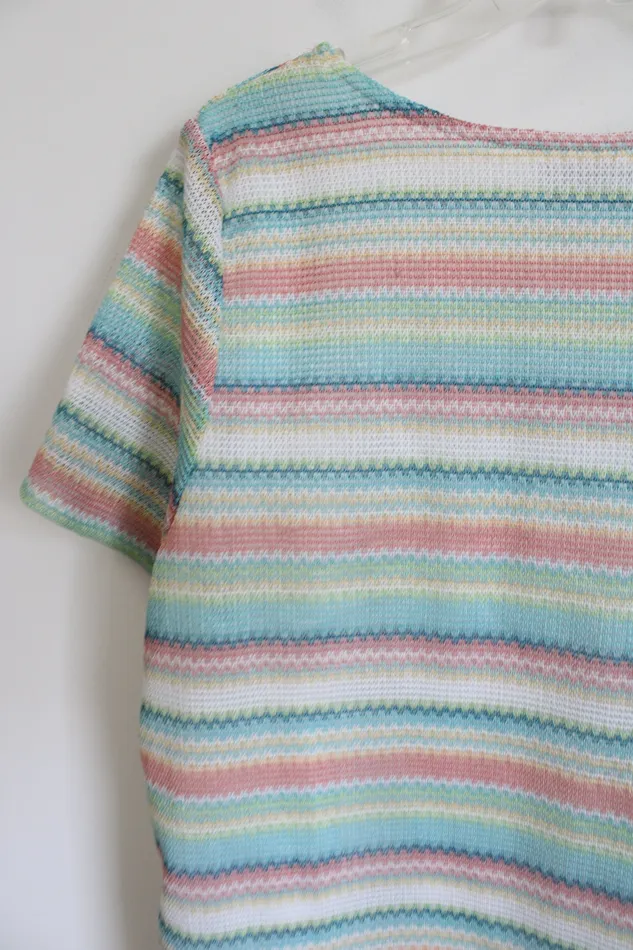 Alfred Dunner MultiColored Striped Textured Top XL Alfred Dunner Earrings