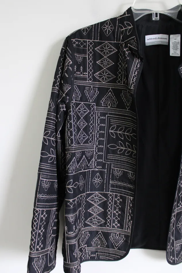 Alfred Dunner Necklaces Alfred Dunner Black Embroidered Light Jacket 14 Petite