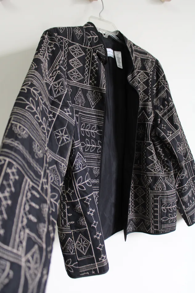 Alfred Dunner Necklaces Alfred Dunner Black Embroidered Light Jacket 14 Petite