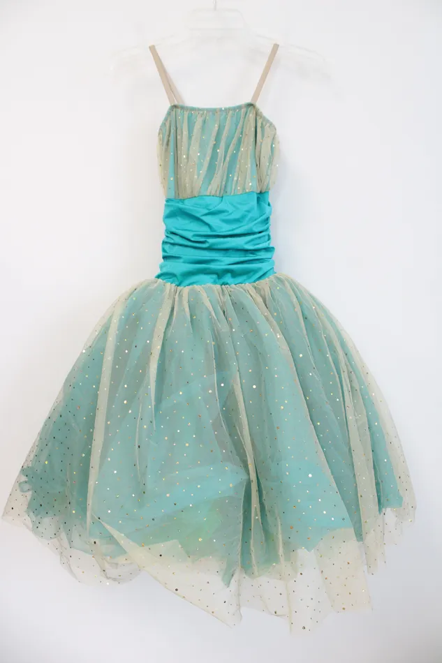Algy PreStyled Sets Algy Teal Gold Sequined Tulle Dance Costume M