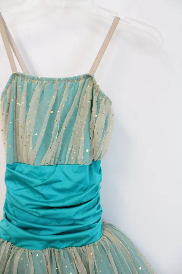 Algy PreStyled Sets Algy Teal Gold Sequined Tulle Dance Costume M