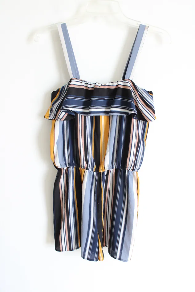 Almost Famous Rings Almost Famous Blue Yellow Striped Romper M