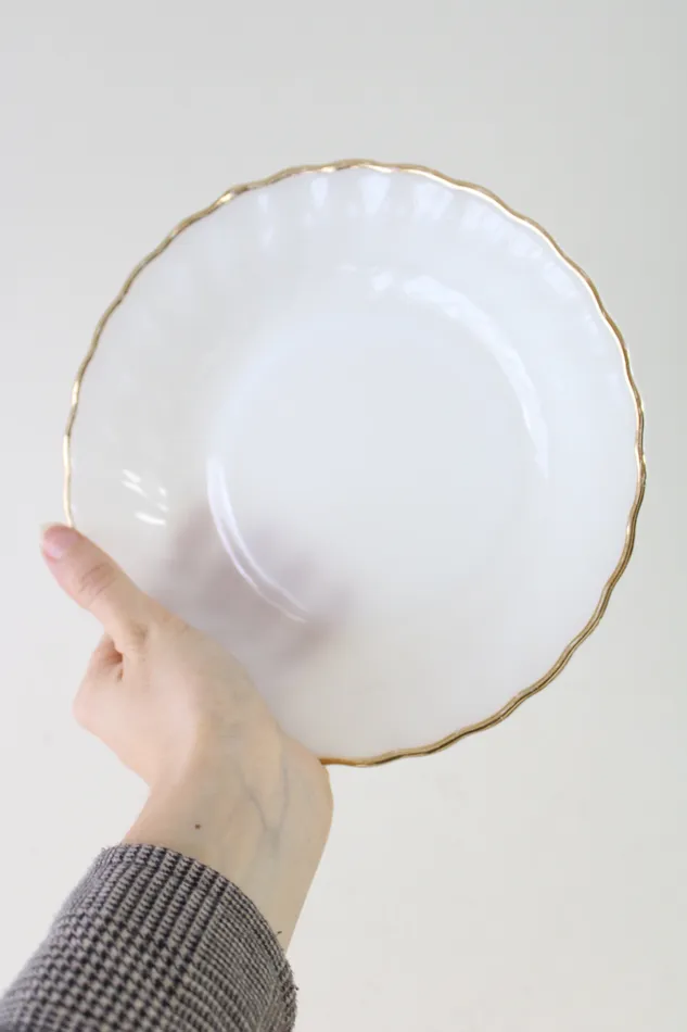 Anchor Hocking Fire King Milk Glass Gold Swirl Bowl 75 Anchor Hocking Earrings