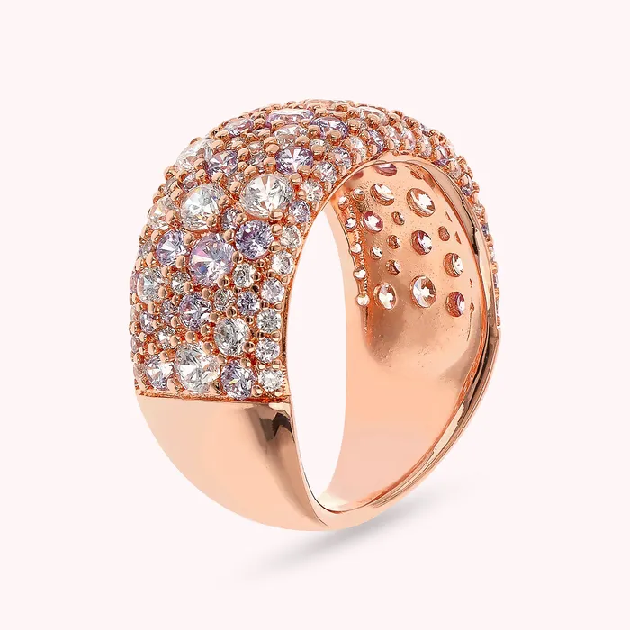 Anello a Fascia Graduato con Pav Misto di Cubic Zirconia Bronzallure Rings