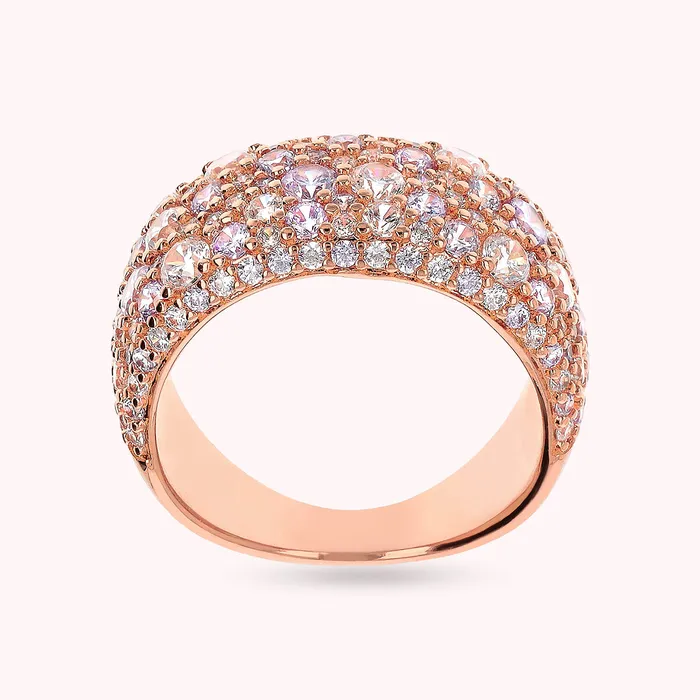Anello a Fascia Graduato con Pav Misto di Cubic Zirconia Bronzallure Rings