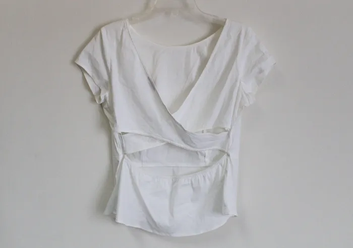 Ann Taylor LOFT Necklaces Ann Taylor Petite White Cross Back Top 10 Petite