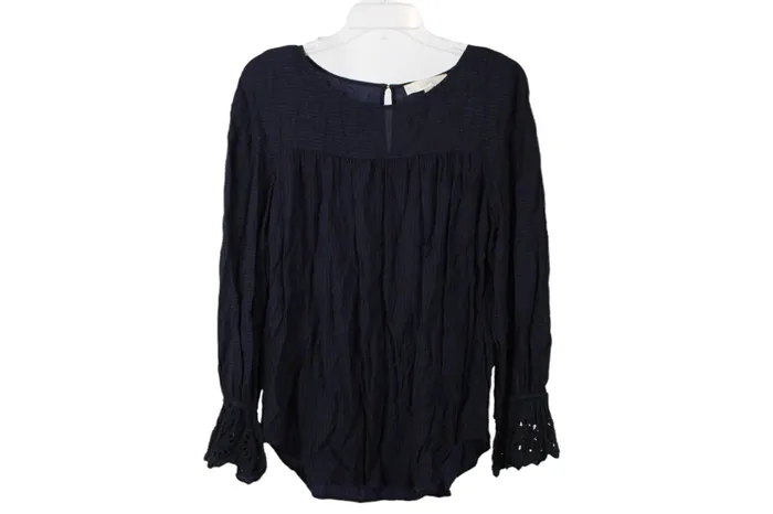 Ann Taylor LOFT Rings LOFT Blue Black Blouse M