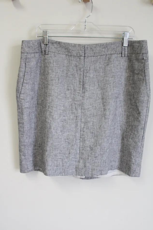 Ann Taylor LOFT Rings LOFT Linen Blend Black White Shimmer Skirt 14