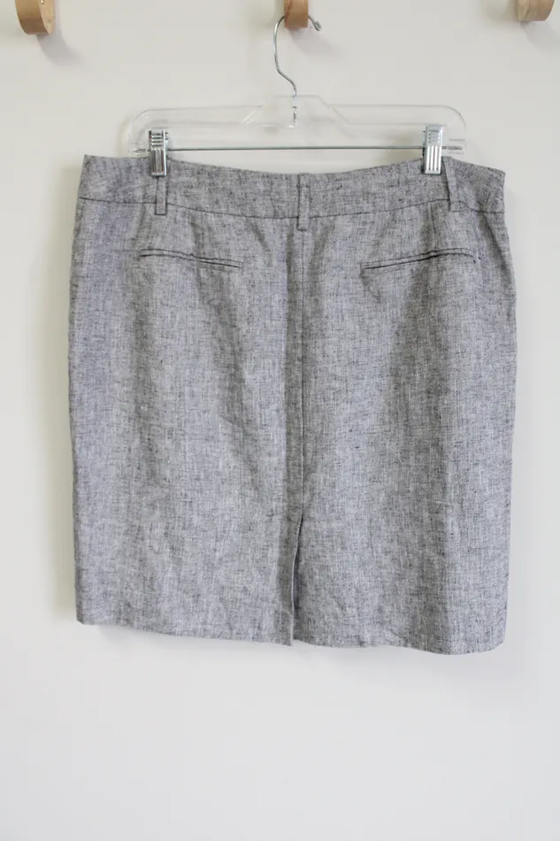Ann Taylor LOFT Rings LOFT Linen Blend Black White Shimmer Skirt 14