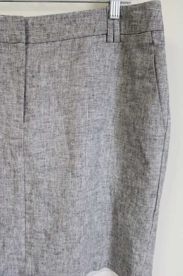 Ann Taylor LOFT Rings LOFT Linen Blend Black White Shimmer Skirt 14