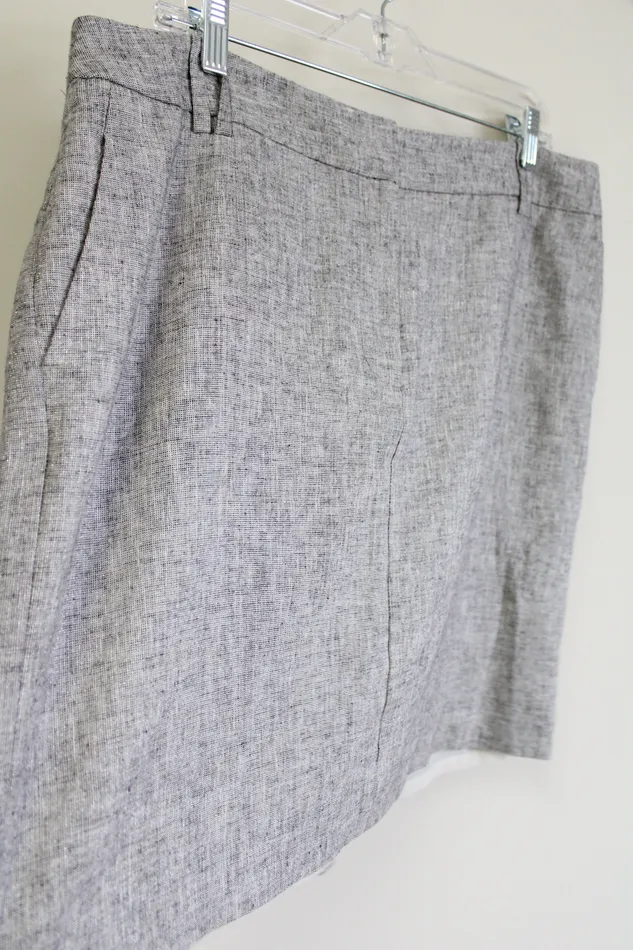 Ann Taylor LOFT Rings LOFT Linen Blend Black White Shimmer Skirt 14