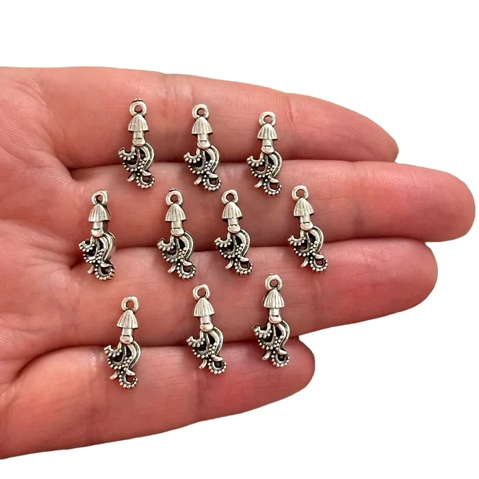 Antique Silver Plated Jellyfish Charms Silver Under the Sea Charms 10 pcs in a pack Peppy Beads Earrings Antique Silver Plated Jellyfish Charms Silver Under the Sea Charms 10 pcs in a pack Peppy Beads Earrings