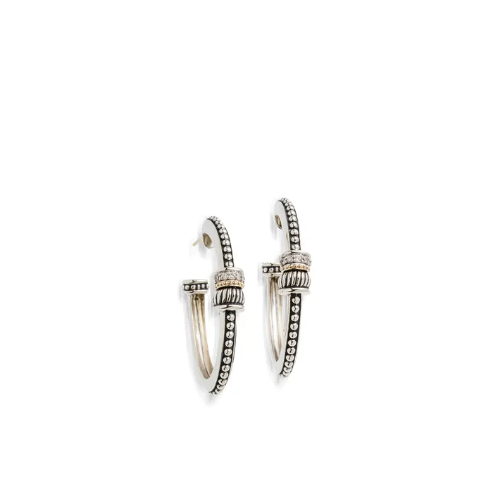 Apollo Oval Hoop Earrings with Pave Diamonds John Atencio Earrings